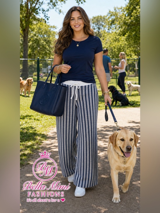Zenana Outfitters Pants - NIB Zenana Blue White Striped lounge pants  varies sizes 💙🤍💙 BRB SL 10